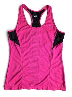 HIND AS-NEW Athletic Racerback Tank Top Hot Pink with Black Trim Women's L